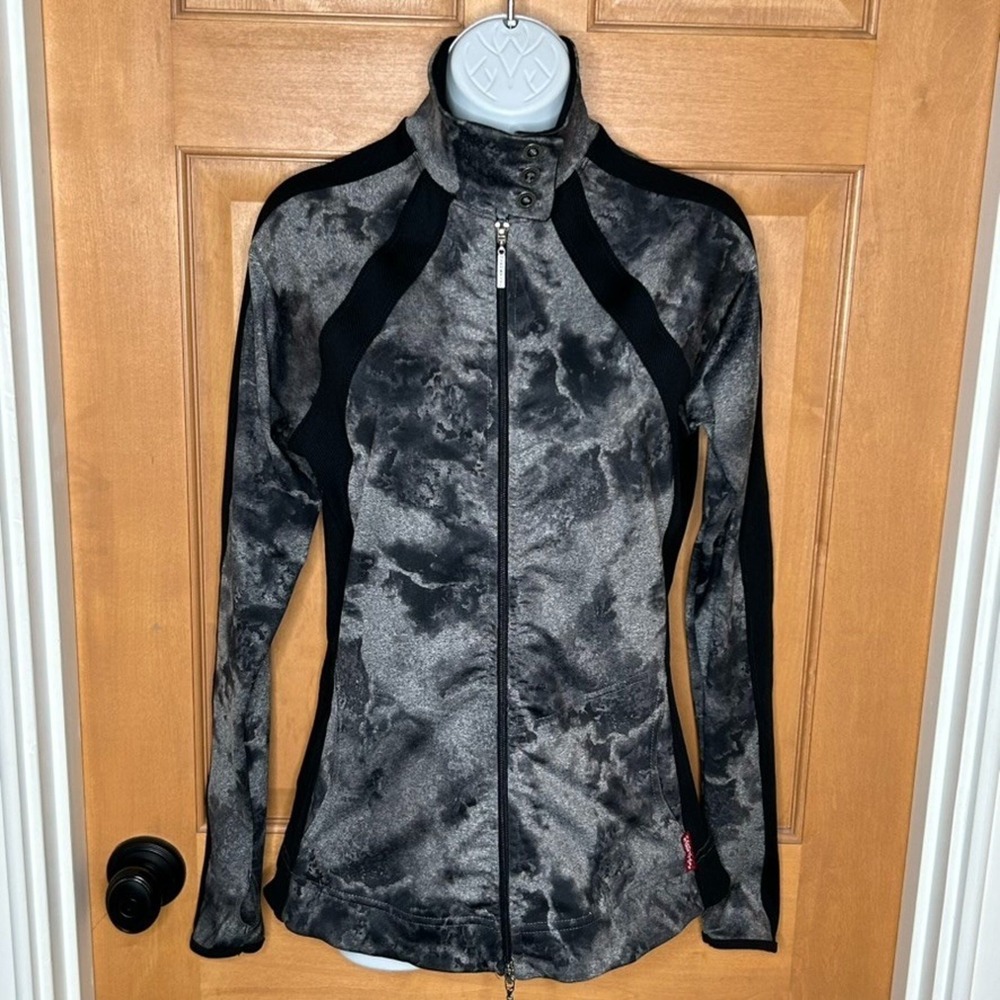 Hard Tail Forever Athletic Jacket Size M Black Gray Tie Dye Full Zip Y2K